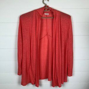 J. Jill coral pink red 100% linen open cardigan